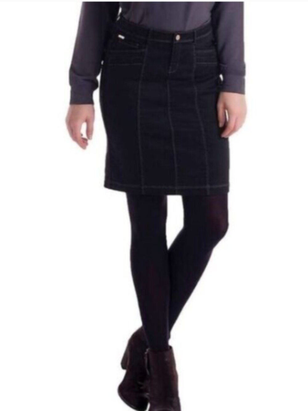 Lole Julian Mini Skirt Denim with Stretch Ponte Back Black Size M